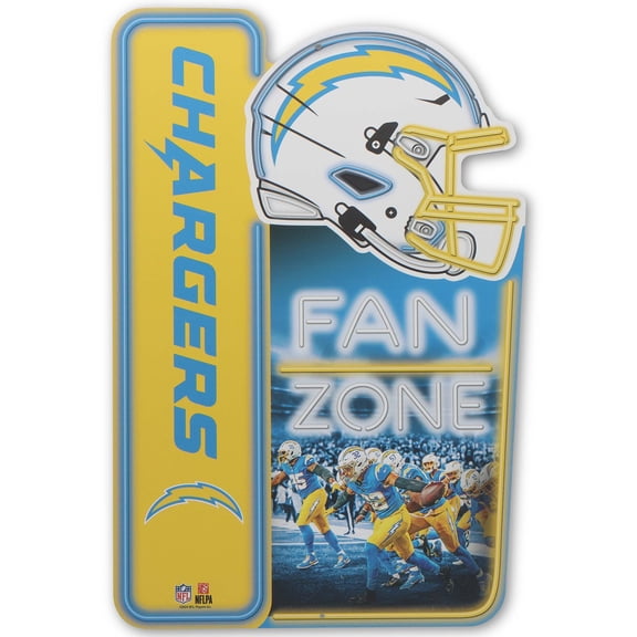 NFL Los Angeles Chargers Fan Zone Metal Sign for Man Cave, Office, or Game Room