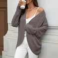 thumbnail image 6 of Womens Knitted Cardigan Long Sleeved Coat Solid Color Blouse Loose Fitting Cardigan Jacket Coffee XL, 6 of 6