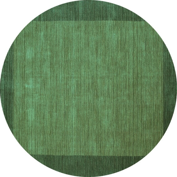 Ahgly Company Machine Washable Indoor Round Abstract Turquoise Blue Contemporary Area Rugs, 7' Round