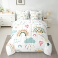 thumbnail image 2 of Homewish Colorful Rainbow 7-Piece Bedding Comforter Set,Fairy Tale Theme King Bedding Sets,Cartoon Clouds Loves Bed Sheets For Girls,Luxury Bedroom Decor Reversible, 2 of 8