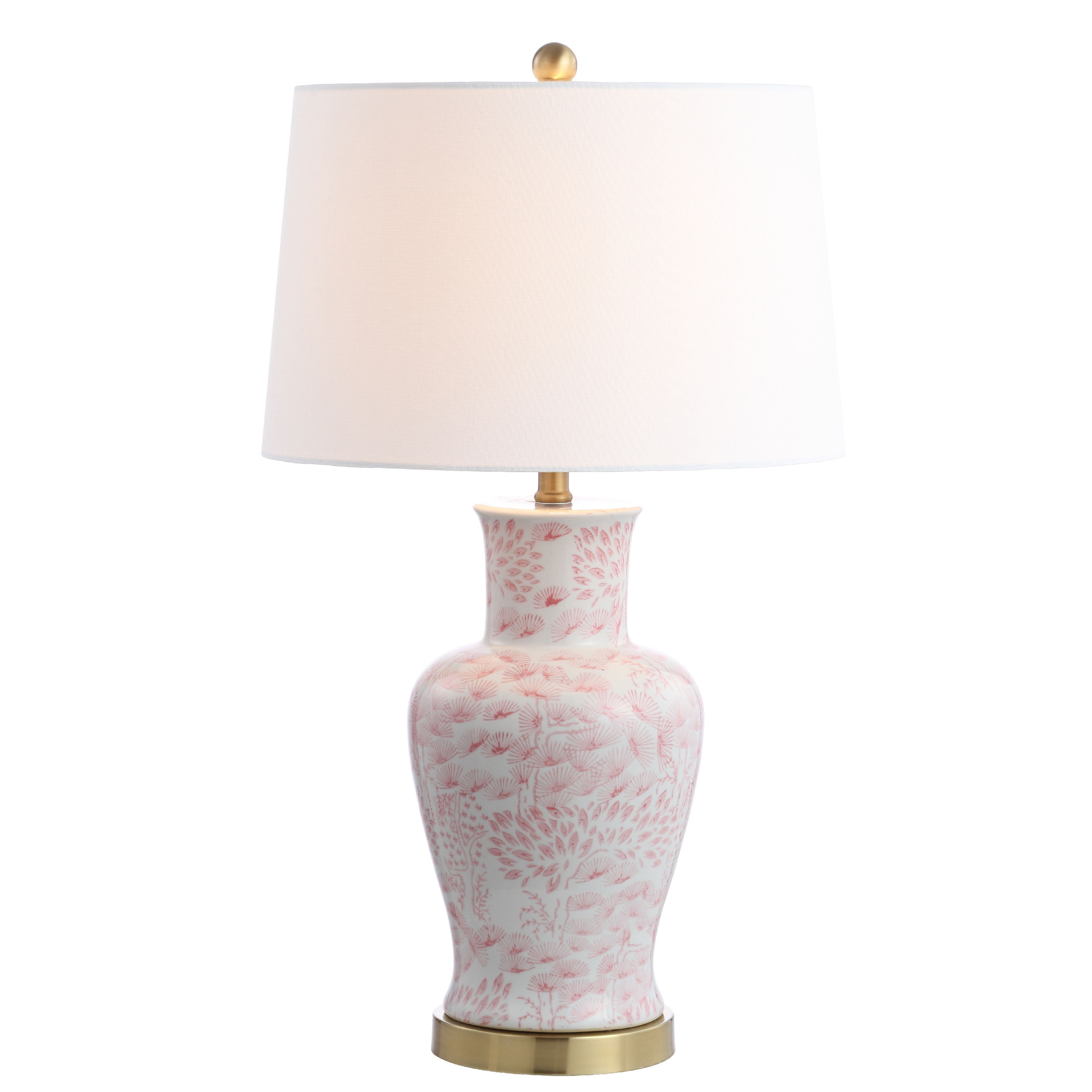 SAFAVIEH Calli Floral 28 in. H Table Lamp, Pink/White, Set of 2