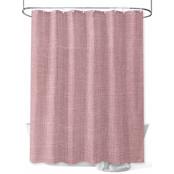 Fsddascl Vintage Nude Pink Shower Curtain Set - Standard 72" x 72" Washable Bathtub Curtain with 12 Hooks, Farmhouse Retro Solid Color Linen Texture Waterproof Fabric Shower Curtains for Bathroom