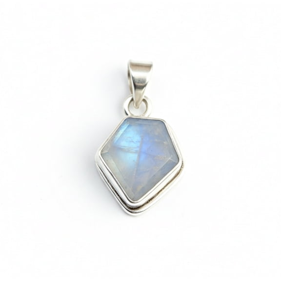 Rainbow Moonstone Kite Pendant in 925 Sterling Silver, Minimalist Geometric Jewelry, Moonstone Necklace Pendant