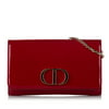 Pre-Owned Dior 30 Montaigne Wallet on Chain Patent Leather Red