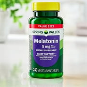Spring Valley Melatonin Tablets Sleep Support Dietary Supplement Value Size, 5 mg, 240 Count