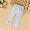 thumbnail image 2 of CPNG Toddler Baby Girls Flare Pants Flower Decoration Elastic Waist Bell Bottom Stretchy Slim Fit Leggings Fashion Streetwear(Grey,2-3 Years), 2 of 7