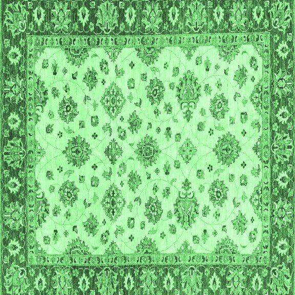 Ahgly Company Indoor Square Abstract Emerald Green Modern Area Rugs, 3' Square