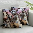 thumbnail image 3 of Orinice Funny Cat Pillow Cover Cowboy Cat and His Dog Decorative Pillow Covers Square Pillowcase Cushion Covers White, 3 of 5