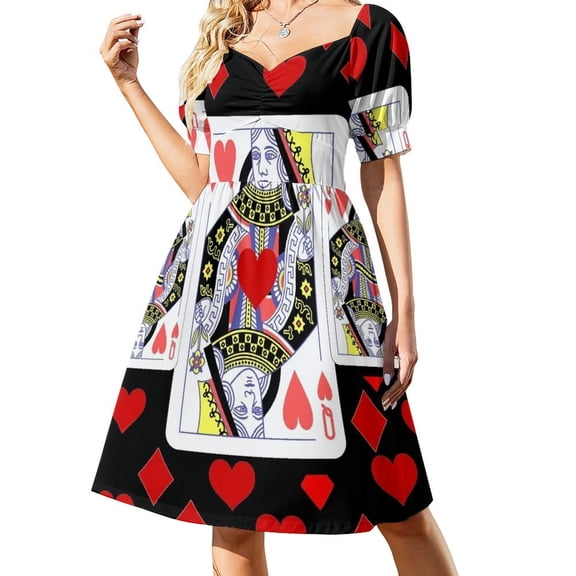 RED QUEEN OF HEARTS ON BLACK PATTERN ART Sleeveless Dress Women's summer suit dresses for womens 2024