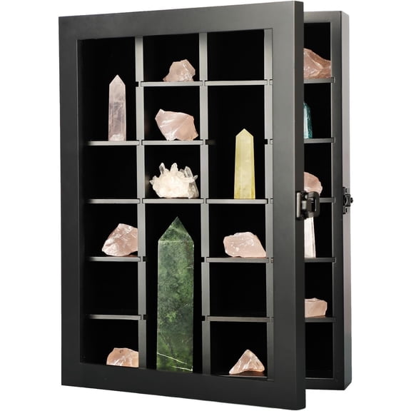 KCRasan Adjustable Rock Display Case - Small Black
