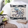 thumbnail image 4 of Coastal Octopus Throw Pillow Covers, Soft Pillowcases with Invisible Zipper, Nautical Ocean Beach Fish Starfish Decorative Square Pillow Cushion Covers for Living Room Couch Sofa Bed 16x16 Inches, 4 of 8