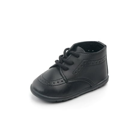 

Crocowalk Unisex Baby Flats Prewalker Crib Shoe Lace Up Sneakers Toddler Boys & Girls First Walking Shoes Outdoor Anti-skid Soft Sole Sneaker Black 6C