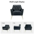 thumbnail image 2 of Faux Leather Accent Chair Comfy Upholstered Armchair with Gold Legs, Button Tufted Lounge Sofa Chair Living Room Bedroom Navy, 2 of 7