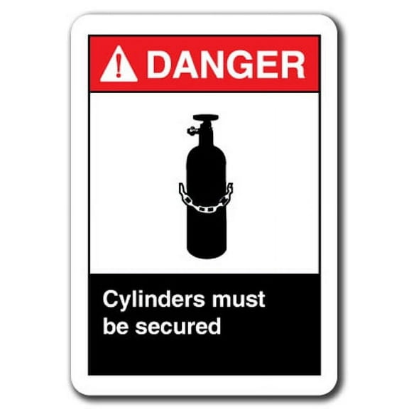 Danger  Sign - Cylinders Must Be Secured 7"x10" Plastic Safety Sign ansi osha