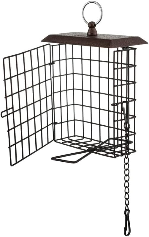 Suet Feeder Suet Bird Feeders for Outside Hanging,Squirrel Proof Suet Cakes Bird Feeder for Wild Birds,Metal Brown(Pack of 2)