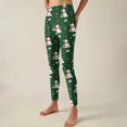thumbnail image 2 of Women's Christmas Print Stretchy Soft Leggings, Casual Home Sleep Pants, Dark Green, L, 2 of 4