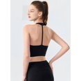 thumbnail image 6 of Women's Halter Twist Front T-Back Cropped Sports Tank Top Black S, 6 of 8