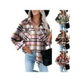 thumbnail image 5 of Women's Oversized Plaid Button Down Shirt Shacket Jacket Long Sleeve Casual Fall Outwear with Pockets, 5 of 5