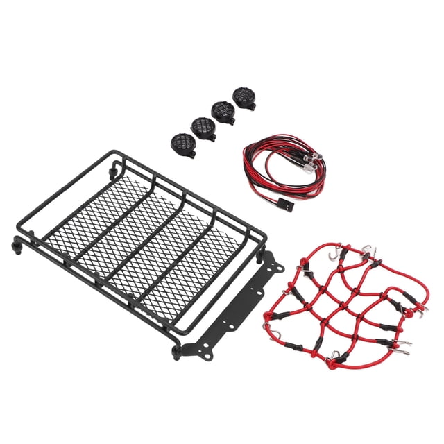 RC Car Roof Rack, Portable LED Lights RC Roof Rack Luggage For 1/10 1/12 1/14 Universal RC Car Round