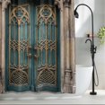 thumbnail image 2 of Turquoise Vintage Door Small Stall Shower Curtain, Waterproof Shower Curtains for Bathroom, Countryside Barn Abstract Art Washable Fabric Bath Curtain for Bathtub Decoration with Hooks 36x72 Inches, 2 of 9