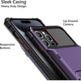 thumbnail image 4 of Case Compatible with iPhone 15 Pro Max with Card Holder 4-Card Dual Layer Heavy Duty Shockproof Wallet Case Hidden Flip Card Slot Protective Hard Cover for iPhone 15 Pro Max 6.7'' Grey Purple, 4 of 14