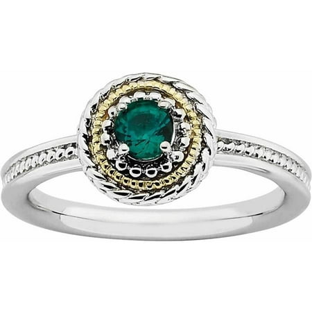 Sterling Silver & 14k Stackable Expressions Created Emerald Ring