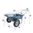 thumbnail image 6 of Premium Dual-Wheel Home Utility Yard Wheelbarrow Garden Cart w/Built-in Stand for Lawn, Gardening, Grass, Soil, Bricks, and Construction, Green, 6 of 7