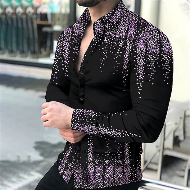 Tops hawaianos de diseñador nuevo para fiestas de graduación y discotecas, ropa de manga larga colorida y geométrica con solapas ajustadas y botones para hombre, tallas S, 6XL, 2024