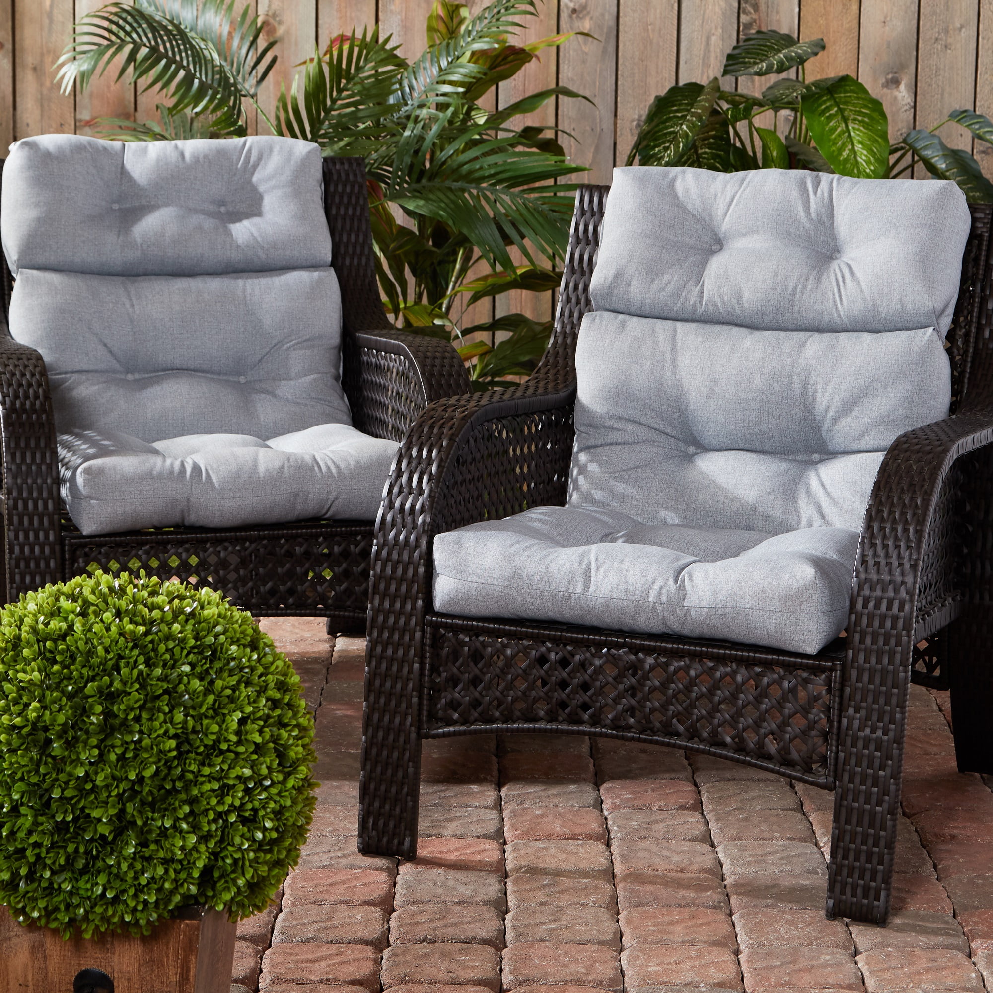 Heather Gray Outdoor High Back Chair Cushion (2pack