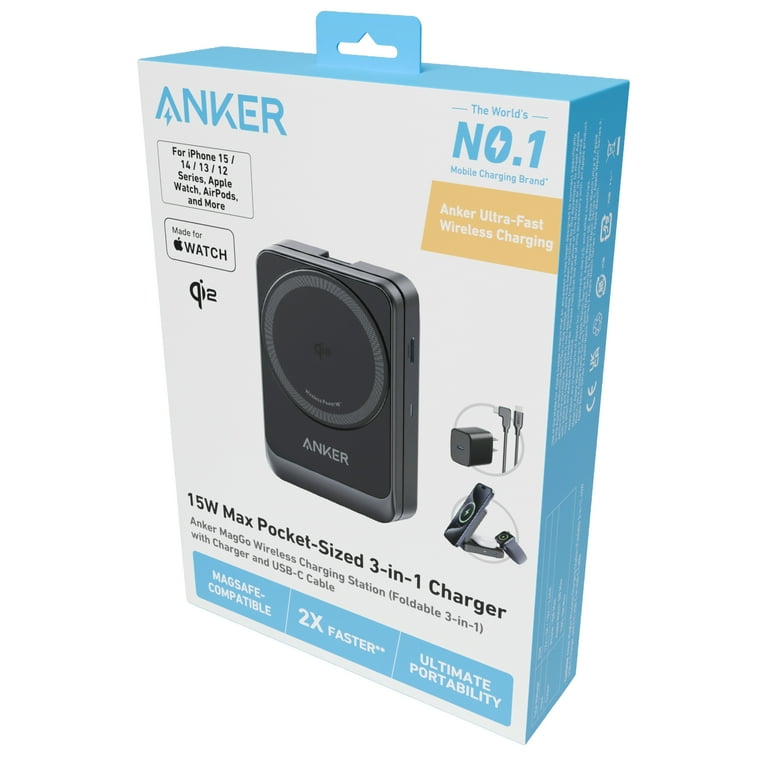 Anker MagGo Qi2 3-in-1 Foldable Charging Station, 15W Wireless