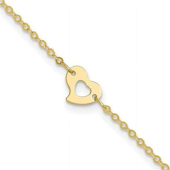 Primal Gold 14 Karat Yellow Gold Heart Anklet