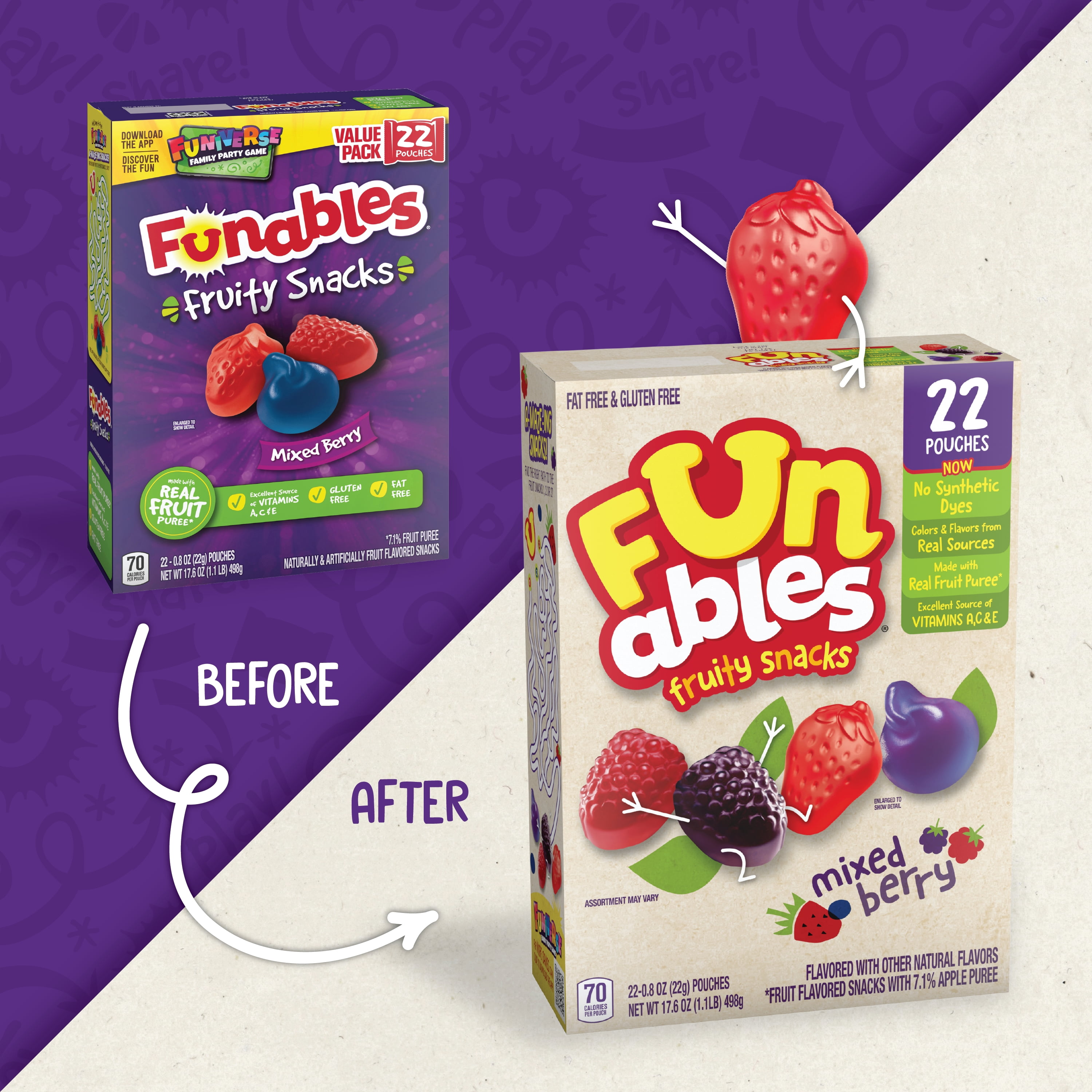 Funables Fruity Snacks, Mixed Berry Flavored Snacks, 0.8 oz, 22 Count ...