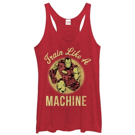 Man Front Tank - Marvel Women's Iron Man Train Like a Machine Racerback Tank Top