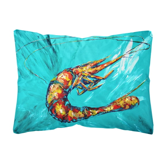 Carolines Treasures MW1100PW1216 Shrimp Teal Shrimp Canvas Fabric Decorative Pillow 12H x16W multicolor