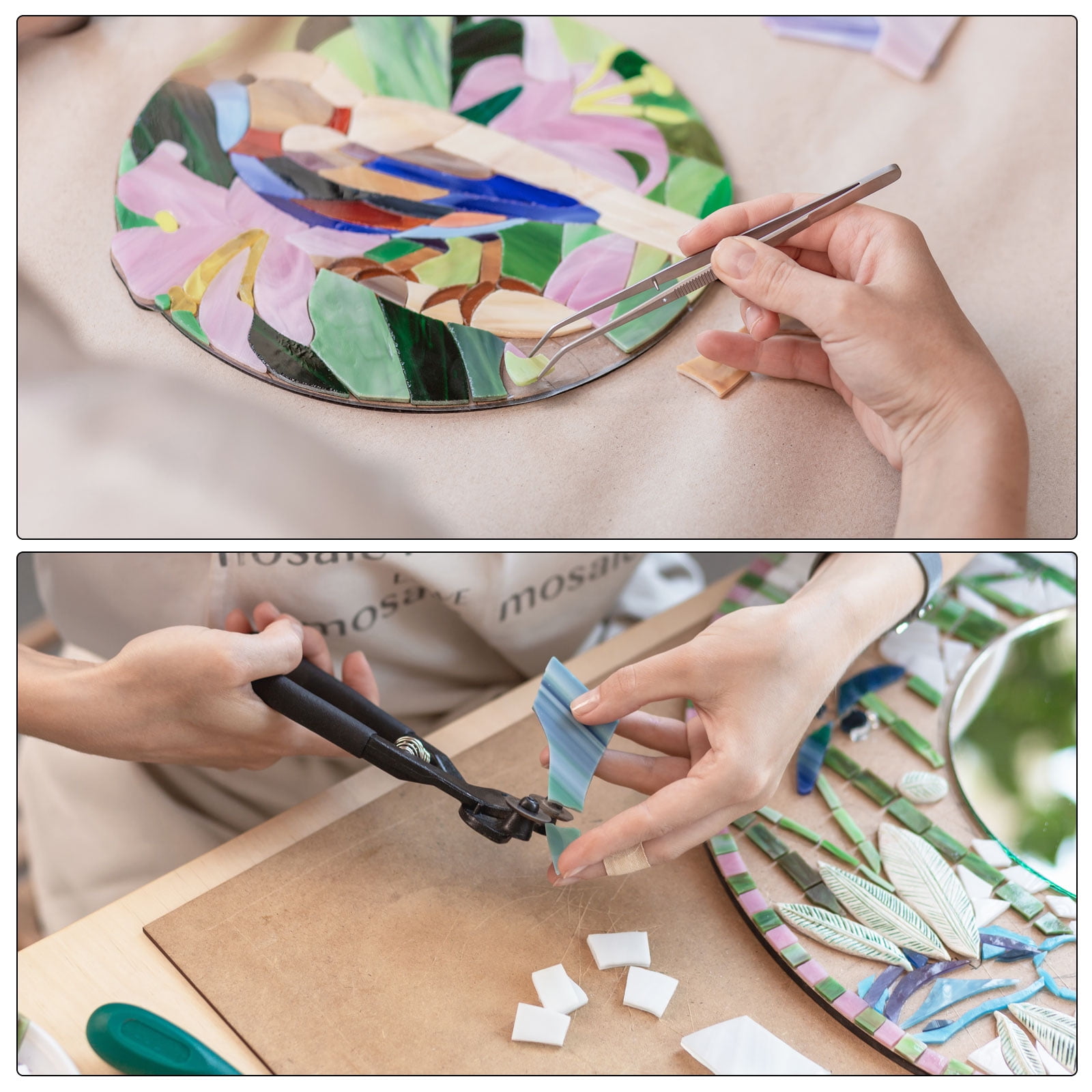 400g Mosaic Tiles Irregular Glass Mosaic Tiles Stained Mosaic Glass for Art Crafts DIY Projects Black,White And Gray