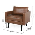 thumbnail image 3 of Noble House Carey Faux Leather Club Chair, Cognac Brown and Dark Brown, 3 of 9