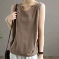 thumbnail image 2 of up to 60% off Gifts Usmixi Womens Tank Tops Casual Solid Plus Size Breathable Cotton Linen Tshirts Vest Summer Trendy Plain V-Neck Sleeveless Shirts Blouse Coffee m, 2 of 6