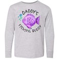 thumbnail image 3 of Inktastic Daddy's Fishing Buddy with Cute Purple Fish Long Sleeve Youth T-Shirt, 3 of 5