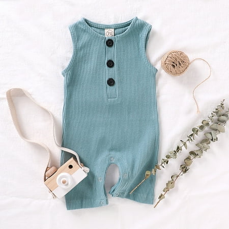 

Girls Clothes Baby Boys Girls Sleeveless Solid Romper Jumpsuit Clothes 80