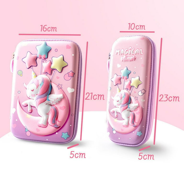 Lovely Pink Unicorn Cartoon 3d Pencil Case Storage Box Pen Bag For