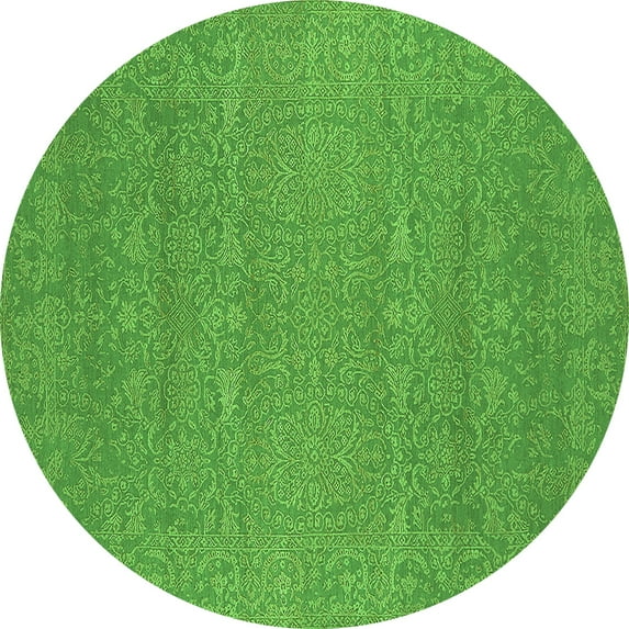 Ahgly Company Indoor Round Oriental Green Industrial Area Rugs, 3' Round