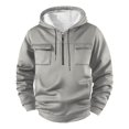 thumbnail image 3 of Xcmzpl Cargo Hoodies for Men Tactical Sweatshirt Quarter Zip Military Pullover Hoodies Workout Gym Men Solid Outdoor Hoodie with Pocket, 3 of 4