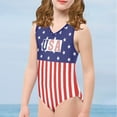 thumbnail image 3 of SEANATIVE Patriotic Kids Swimwear for Girls Casual One Piece Swimsuit Teen Size 13-14 Y Elastic American Flag Summer Bikini Bathing Suit,4 of July, 3 of 7