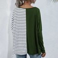 thumbnail image 4 of Blusa informal de rayas con cuello en V y manga larga para mujer, color verde, 4 of 6