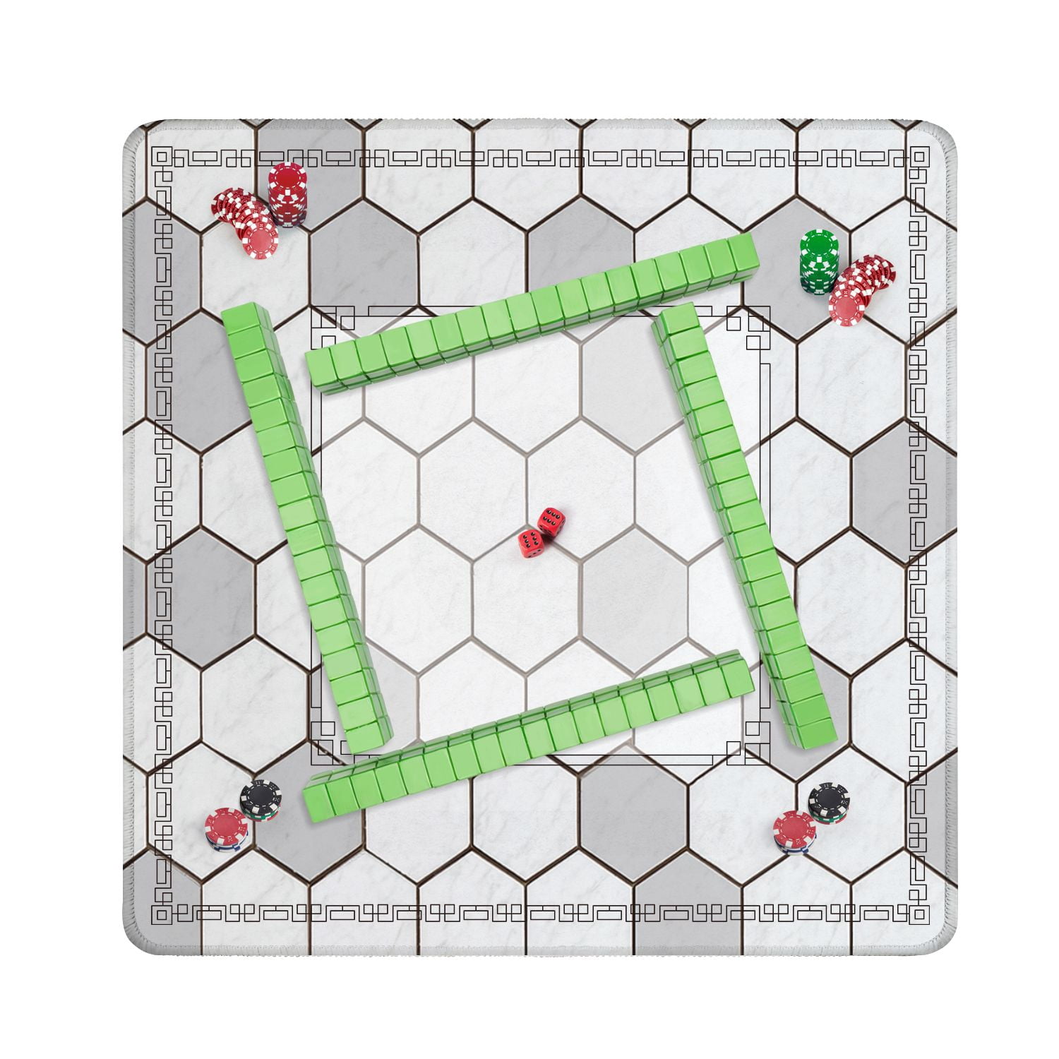 Mahjong Mat 31.5" x 31.5" Abstract seamless white gray ceramic tiles floor Concrete Non-Slip Noise Reduction American Mahjong Tiles Table Cover for Dominoes Poker Card Board Games Gift