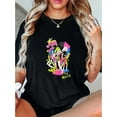 thumbnail image 1 of Playera estampada para mujer, divertida e inspiradora, novedosa, informal, de manga cortaColorful Rock Girl Pattern Women's Fashion Trendy Round Neck Short Sleeve, Simple Casual Sports T-shirt, Comf, 1 of 6