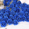 thumbnail image 3 of Fleurs Artificielles Têtes de Roses, Fausses Fleurs Réalistes Bleues Fausses Fleurs Roses (Bleu royal), 3 of 4