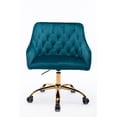 thumbnail image 6 of Accent Chair for Living Room, Velvet Fabric Vanity Chair for Makeup Room, Modern Height Adjustable Office Chair with 360 Degree Swivel, Comfy Upholstered Armchair with Soft Backrest, Teal, D7437, 6 of 10