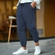 thumbnail image 1 of Pantalones largos para hombre, informales, a rayas, estampados, cintura elástica, cordón ajustable, bolsillo transpirable, pantalones tobilleros de poliéster para hombre., 1 of 5