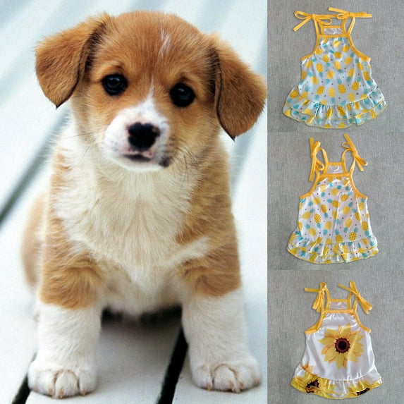 Reheyre Pineapple Flower Pattern Pet Dress - Decorative Breathable Sling Dress for Dogs and Cats - Summer